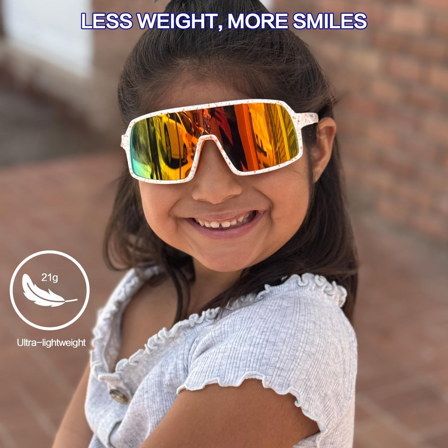 Jefoo Kids Baseball Sunglasses Polarized Sports UV400 Protection Lightweight Cycling Glasses with Strap for Boys Girls 5-10