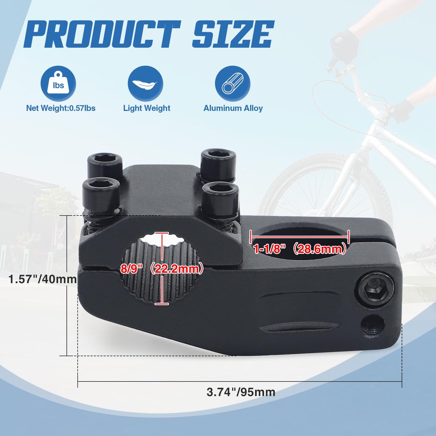 MAKELEN Bike Stem for BMX Bike Aluminum Alloy Fixed Gear Bicycle Stem Matte Black