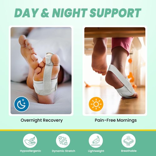JNATER Hammer Toe Straightener for Women & Men - Non-Slip Hammer Toe Corrector, Adjustable Toe Splint for Hammer Toe, Curled Toes, Crooked Toes, Broken toe Support - Day & Night Relief (1 Compression Foot Wrap & 1 Strap, Gray)