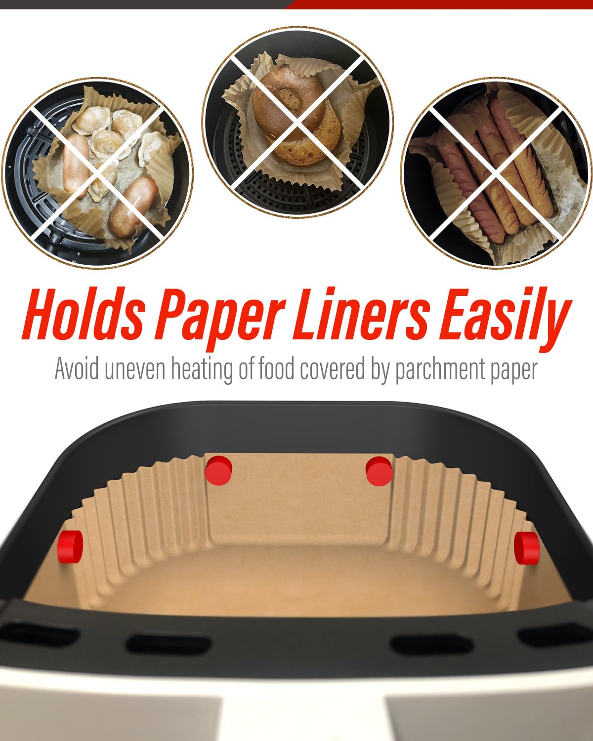 WM infinite Air Fryer Magnet Silicone Buckles 2 (9 Pack), Hold Parchment Paper Liners, Prevents Paper From Blowing Up and Covering Food, Super Strong Samarium Cobalt Magnet (8+1 Upgraded)