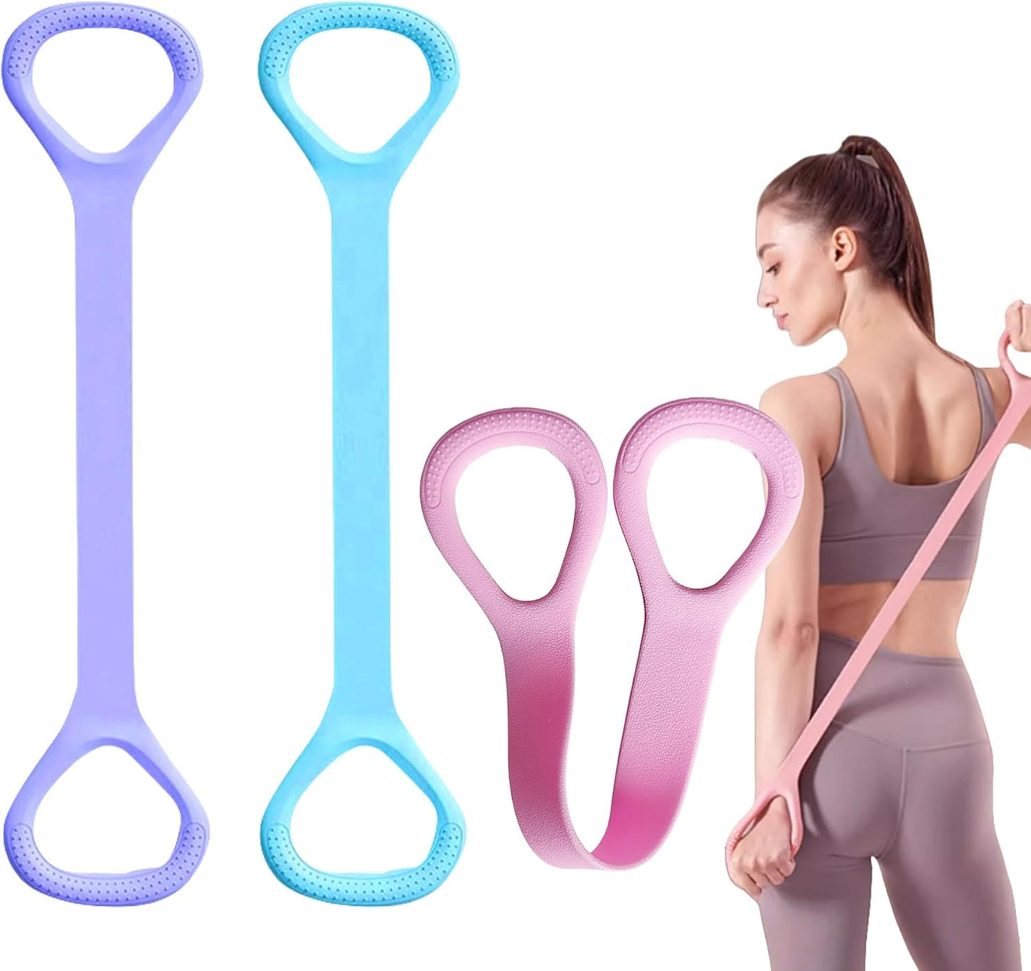 Skiennix 3pc Figure 8 Resistance Bands - Versatile Elastic Stretch Bands for Fitness & Yoga
