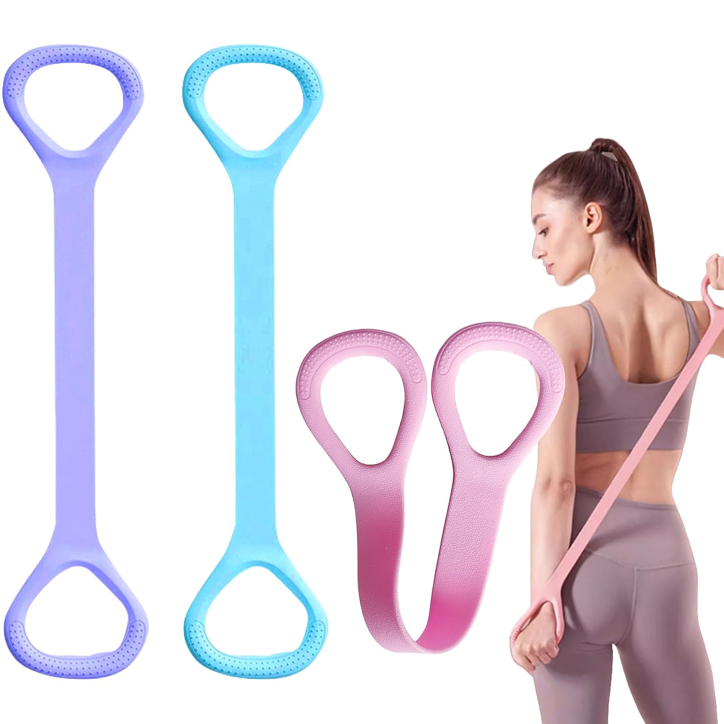 3pc Figure 8 Resistance Band, Exercise Bands for Back, Elastic Rope Stretch Fitness Band, Stretch Band for Chest Expander, Yoga Gym Fitness Pulling Rope 8 Word Elastic Bands