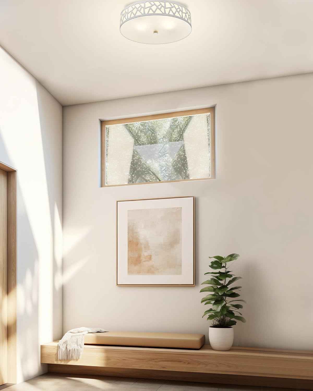 Flush Mount Ceiling Light Fixture 2-Pack - 12-Inch Oil Rubbed Bronze with Frosted Glass Shade for Bedroom, Hallway, Kitchen, Bathroom