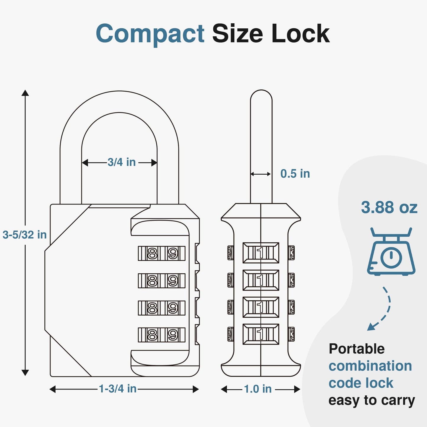 Puroma Combination Lock 2 Pack 4 Digit Waterproof Locker Locks Secure Outdoor Padlock for Gym Lockers, Toolboxes, Gates, Fences, Storage, Sports Locker, Cabinets (Peacock Blue & Black)