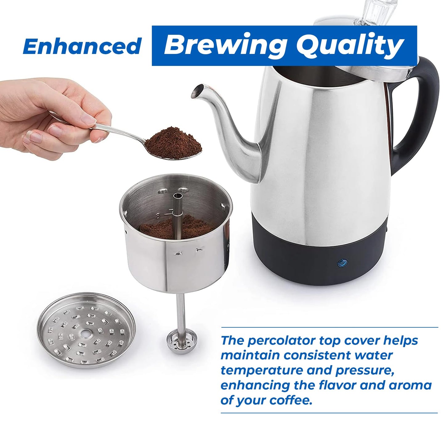 44199 Stainless Steel Percolator Basket Lid Cover for Presto 0281103 0281104 0281105 Percolator Coffee Pot Replacement Parts