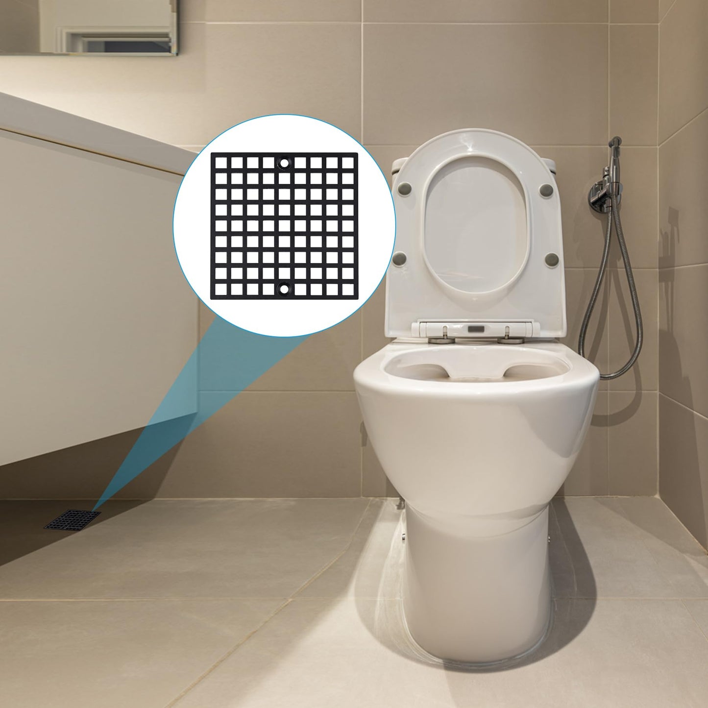 4" Matte Black Shower Drain Cover, 304 Stainless Steel Square Floor Drain Cover Replacement, Drain Strainer and Hair Catcher for Showers, Bathrooms, and Sinks