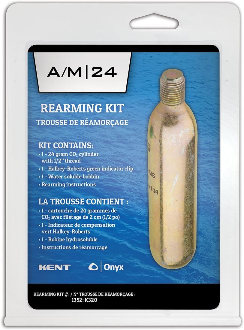 Onyx Rearming Kit for C02 Auto Manual PFD - Metal Cartridge, 24 Grams, Easy Replacement