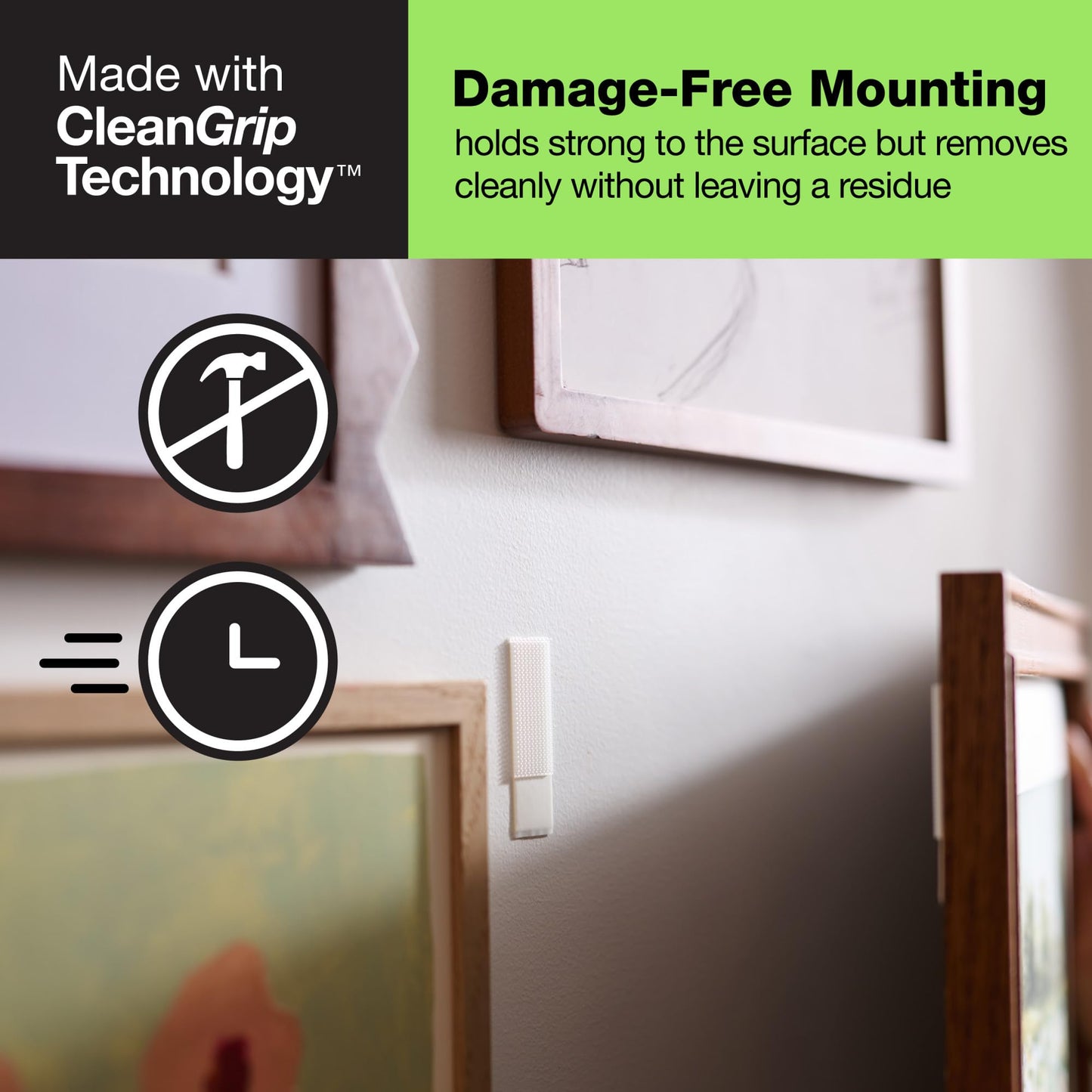 FrogTape reMOVEables Medium Picture Hanging Strips, Damage-Free Removable Adhesive Wall Strips, Picture Hangers, Stick On Wall Mounting for Frames, Canvas, Home Décor, White, 12 Pairs (24 Pieces)