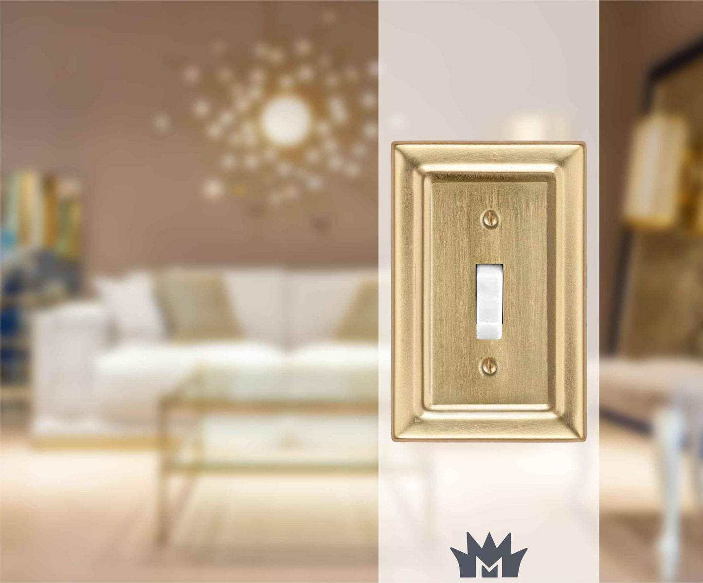 Monarch Abode 1-Gang Toggle Wall Plate, Architectural Metal Single Switch Wall Plate, Decorative Light Switch Cover Plate for Electrical Outlet, Brushed Gold, Pack of 2