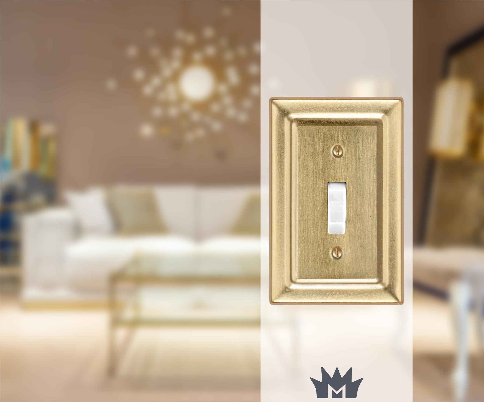Monarch Abode 1-Gang Toggle Wall Plate, Architectural Metal Single Switch Wall Plate, Decorative Light Switch Cover Plate for Electrical Outlet, Brushed Gold, Pack of 2