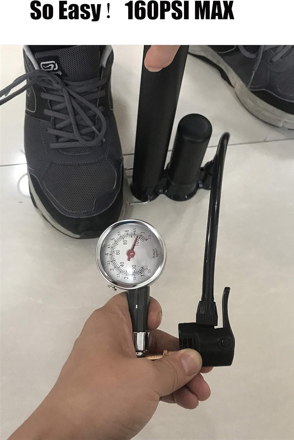 VIMILOLO Bicycle Pump - Portable Bike Floor Pump with Gauge for Presta & Schrader Valves