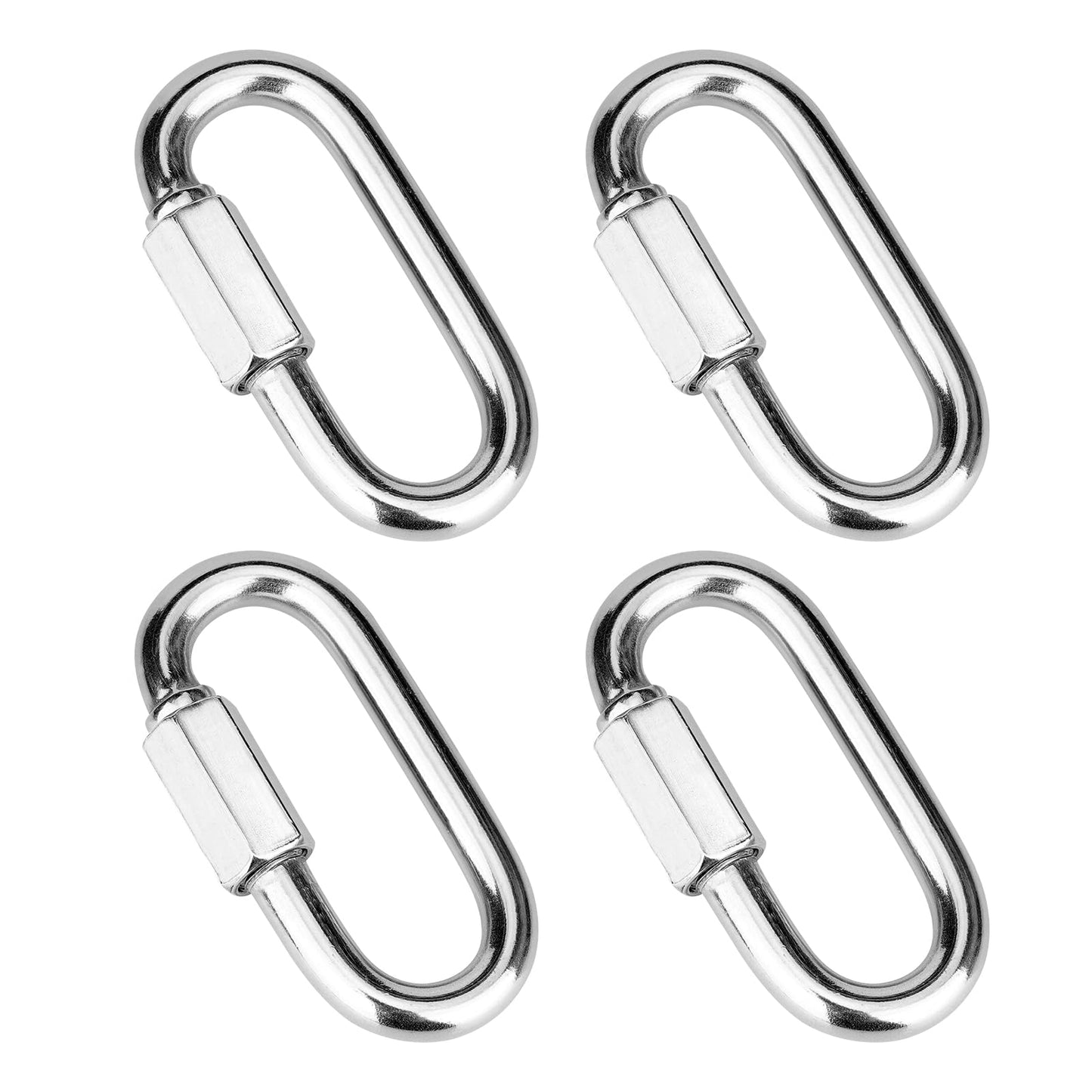 Vmuter 4Pc 3" 316 Heavy Duty Stainless Steel Screw Chain Quick Links, High Strength Carabiner for Big Chain Connecting, Hammock Hanging, Hiking, Camping