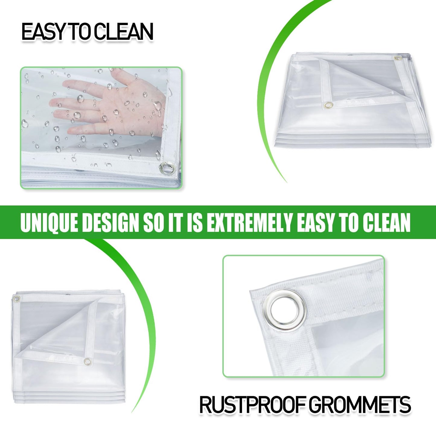 Chocikick Clear Tarp Heavy Duty Waterproof 8 x 16 FT, 20 Mil Clear Tarps with Grommets, Heavy Duty Clear Vinyl Tarp for Patio Pergola Garden Canopy Rainproof Wind-Proof Anti-Tear (8 x 16 FT)