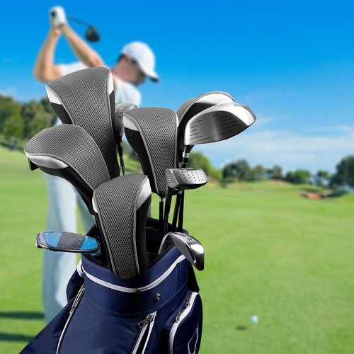 Andux Golf 460cc Driver Fairway Wood Club Head Covers 3pcs/Set Black/Grey