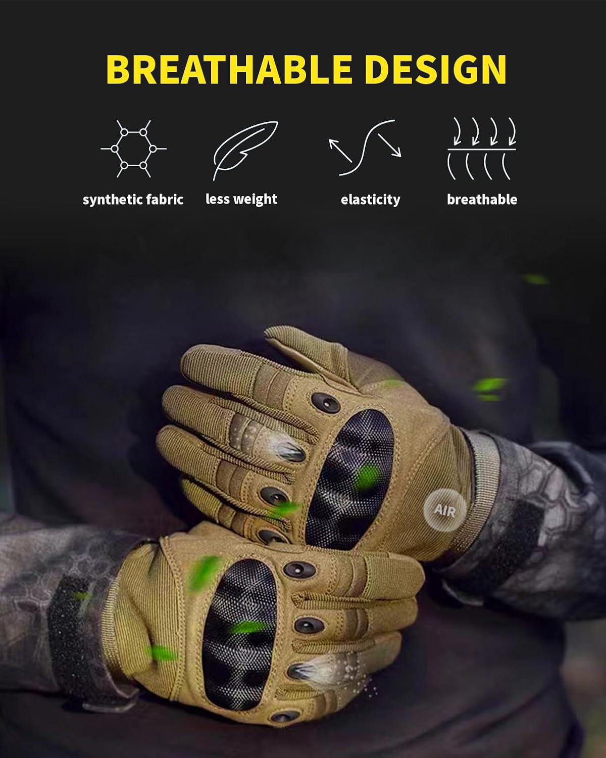 Skiennix Tactical Gloves - Hard Shell Knuckle Protection for Shooting, Motorcycle & Outdoor Sports