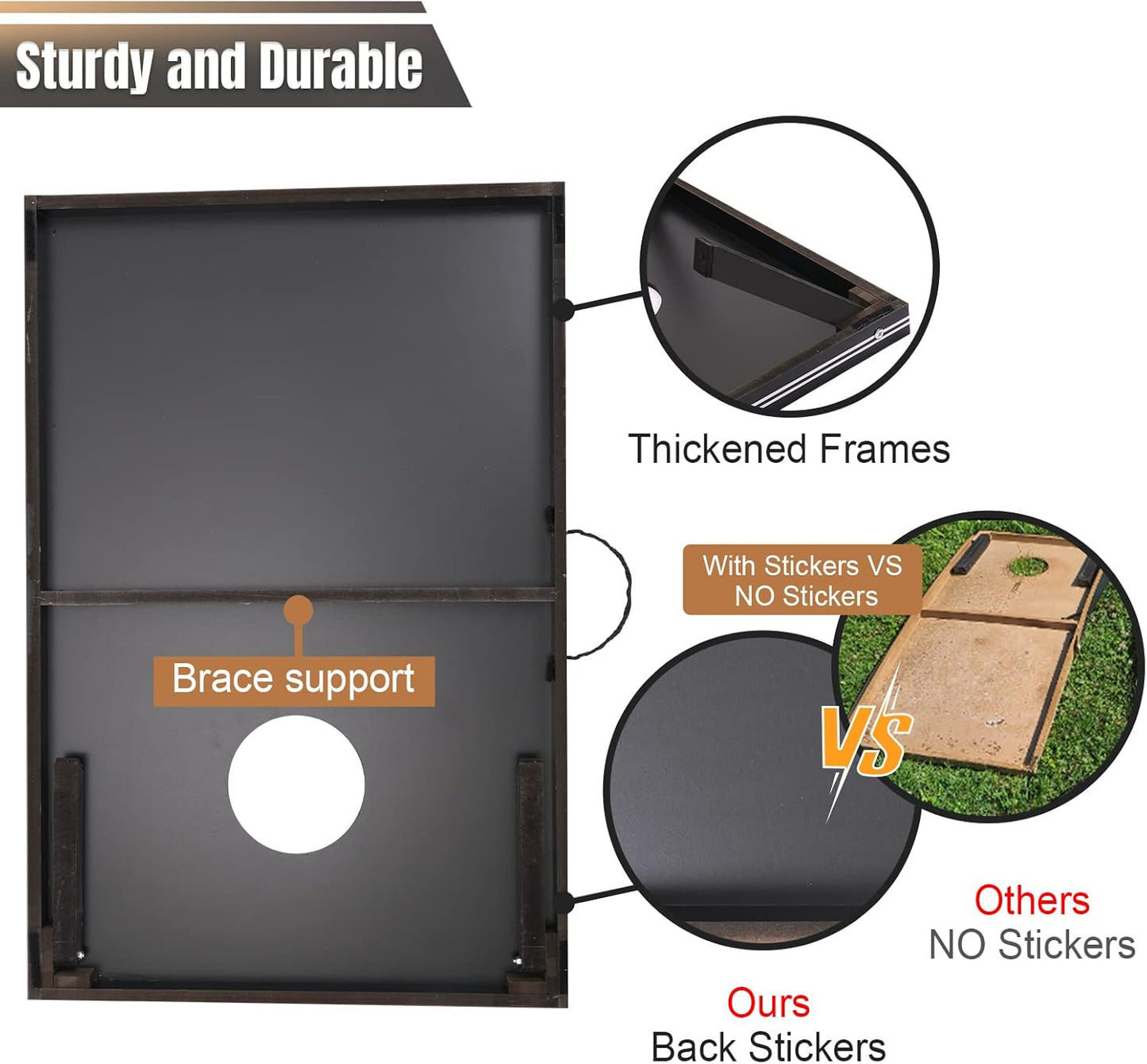 Skiennix Cornhole Set - Regulation Size 4x2 & 3x2 Boards with Carrying Bags & 8 Bean Bags | Outdoor Family Fun