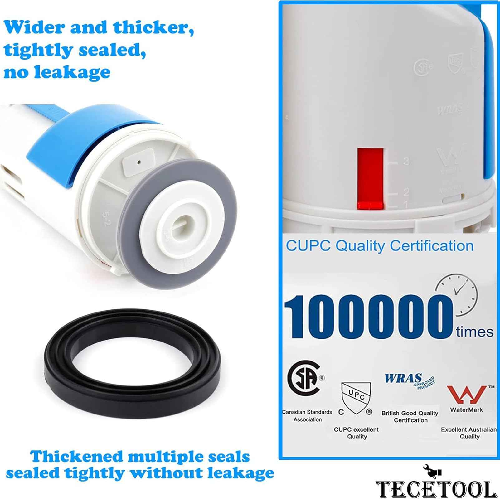 2 Inch Toilet Flush Valves, Toilet Repair Kit Dual Flush Valve Replacement Kit Fit for Two Piece Toilet Top Push Button Valve Short (8" Height)