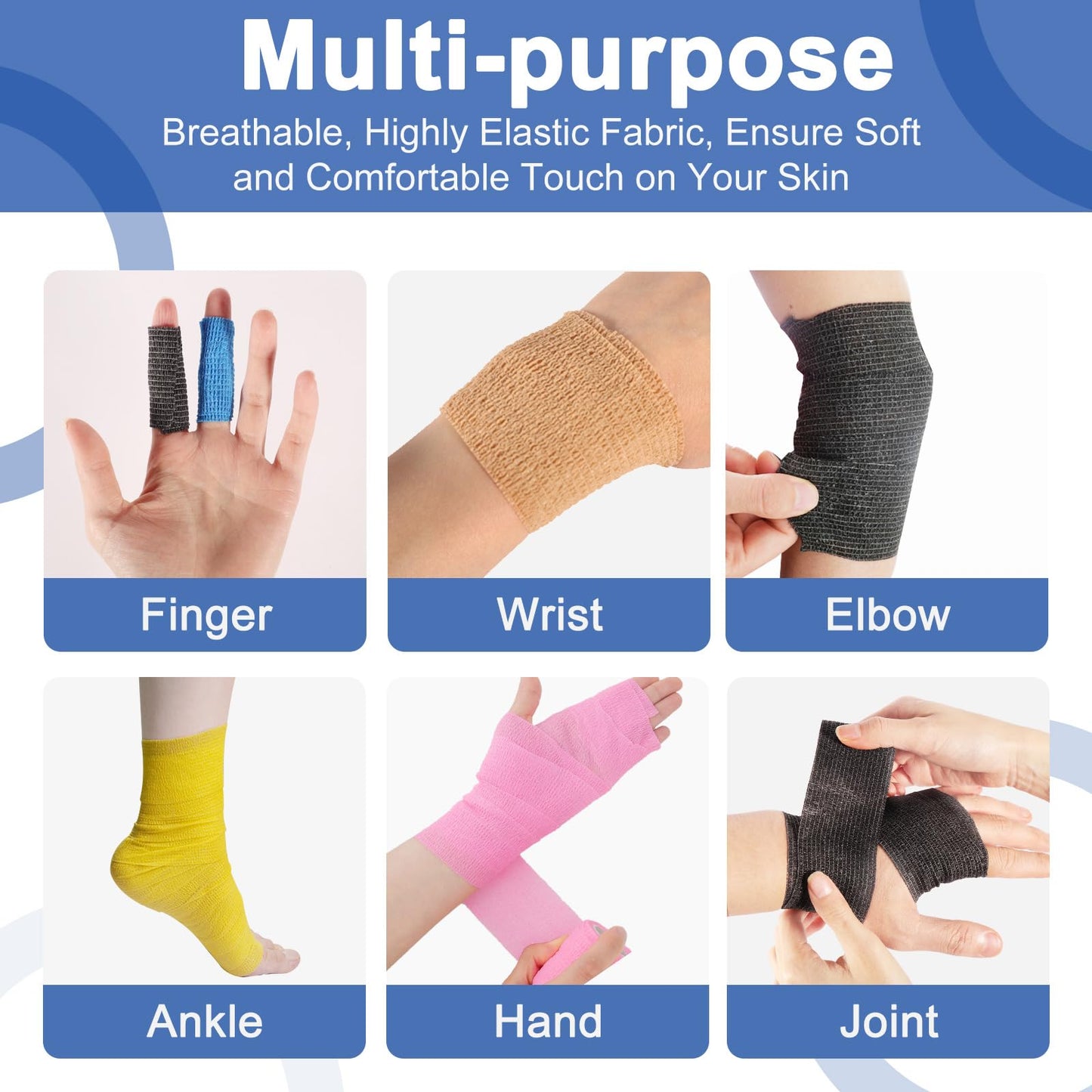 LDIWEE 24 Pack 4 Inch Self Adhesive Bandage Wrap - 5 Yard Cohesive Athletic Tape for First Aid, Medical, Sports, Ankle Wrist Sprains, Vet Wrap (Brown)
