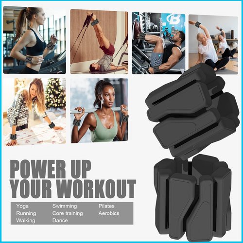 ADLIFE Adjustable Wrist Ankle Weights for Women Men Kids, 2 Lbs Wearable Arm Leg Weights Set of 2(1 Lb Each), Weighted Wristbands Exercise Weights for Walking Running Pilates Yoga Travel Pool Exercise Home Gym Workout-Black