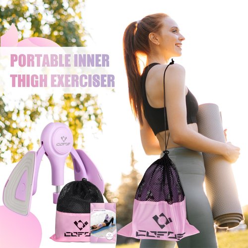 Thigh Trainer for Women, 15-70LB Adjustable Resistance Inner Thigh Exerciser for Pelvic Floor Muscle Repair, Thigh Trainer Kegel Exercise for Shaping, Yoga & Weight Loss at Home Gym - Purple