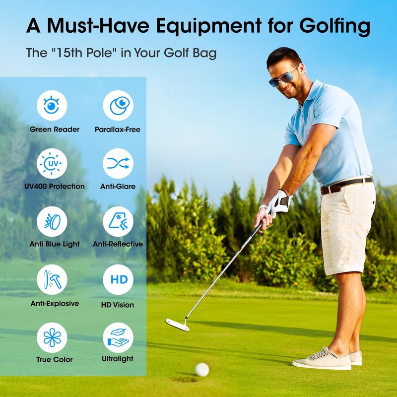 Xoxocos ‌Golf Sunglasses for Men – Polarized UV400 Lenses for Golfing, Fishing & Driving – Enhanced Clarity for Greens, Anti-Glare & Lightweight Frame
