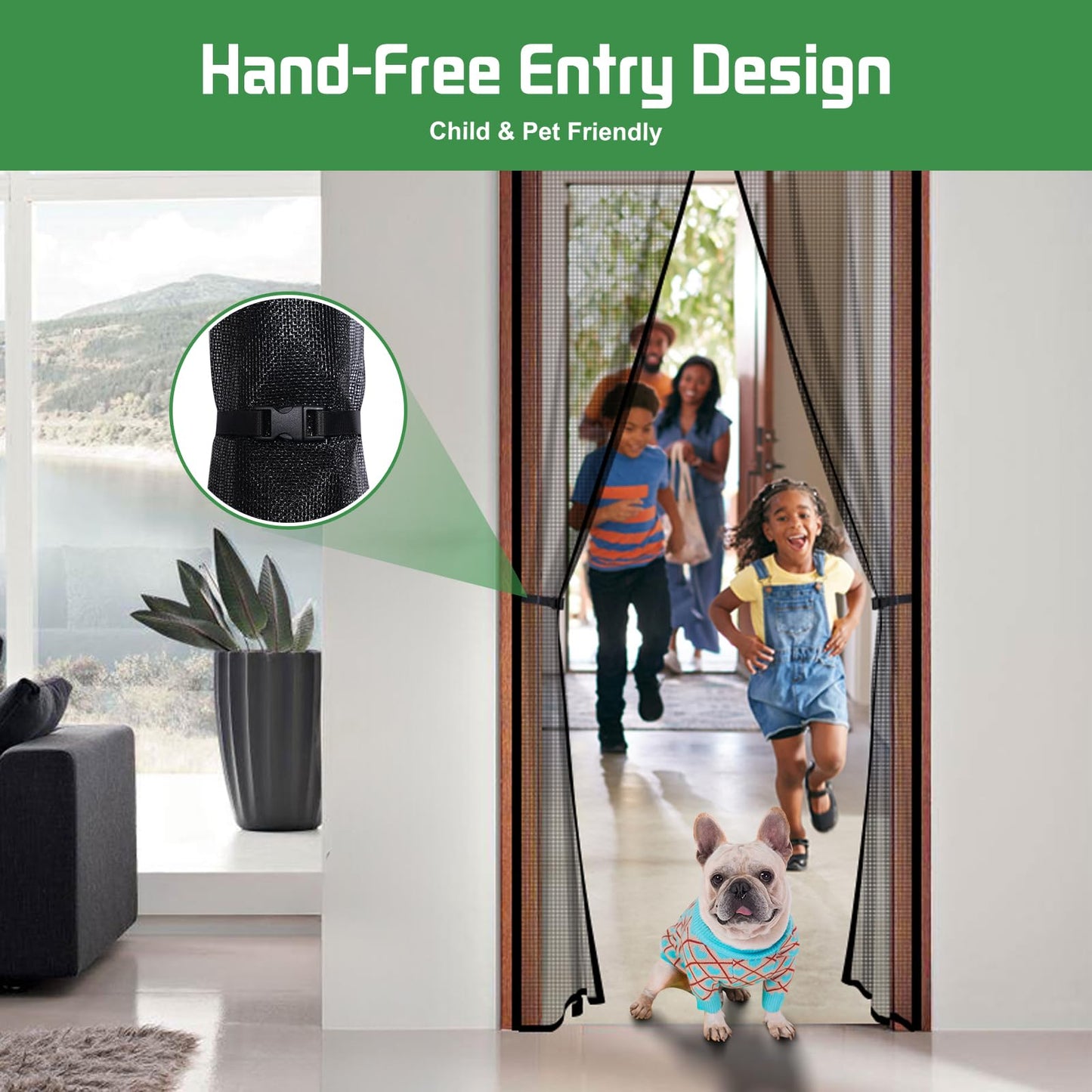 YOUBST Magnetic Screen Door Mesh Keeps Bugs Out: Door Screen Magnetic Closure 36" x 83" Fits Door Size 34" x 82" - Magnetic Door Curtain Heavy Duty Fiber Fabric Washable - Hands Free Entry