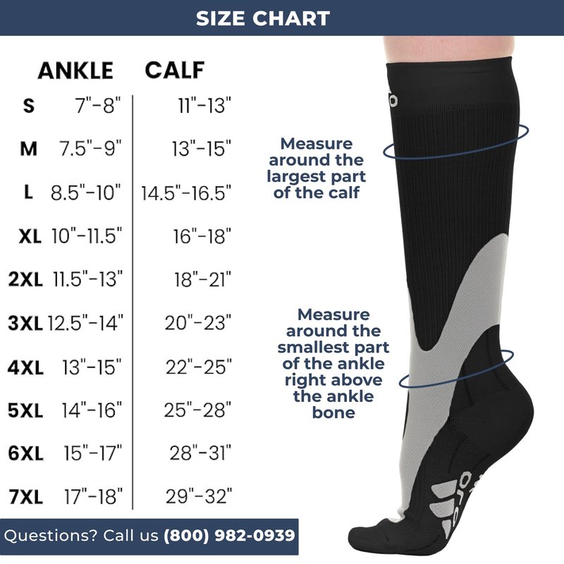 Compression Socks for Women and Men 20-30mmHg Plus Size - Extra Wide Calf Opaque Compression Stockings for Nursing, Lymphedema, Varicose Veins Circulation - Black, 7X-Large - A601