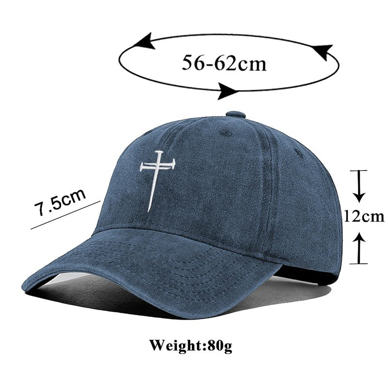 Christan Jesus Cross Baseball Cap Embroidered Dad Hat Adjustable Fashion Hats for Men Women Polo Trucker Unisex Style Headwear(Navy Blue)