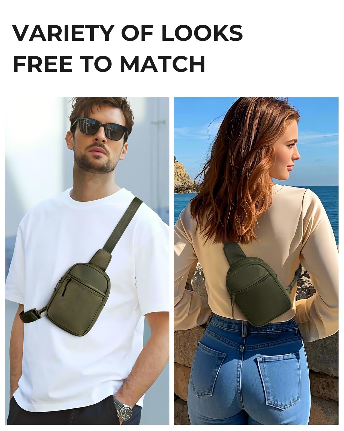 CHOLISS Small Crossbody Bags for Women and Men, Sling Backpack Travel Bag Nylon
