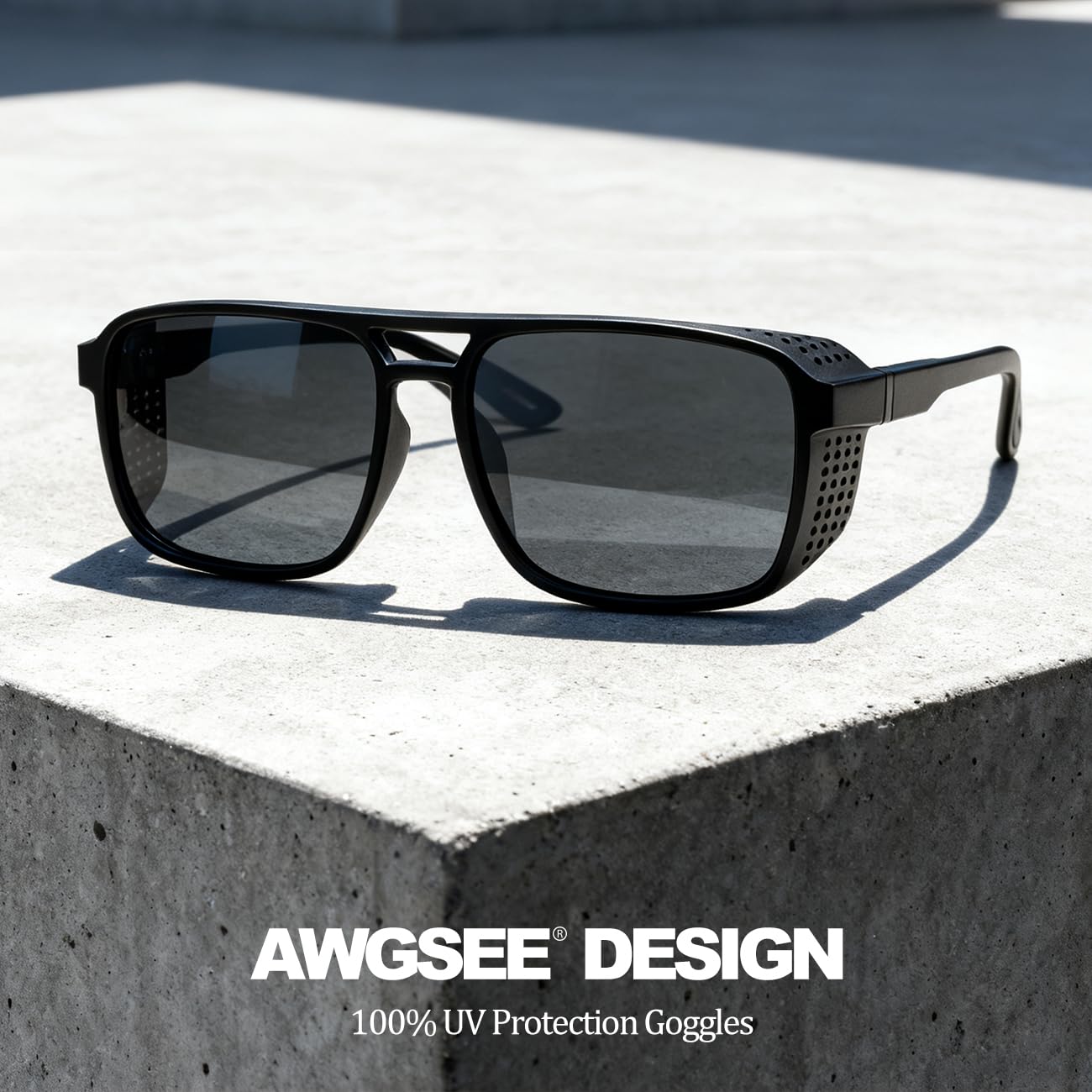 AWGSEE Retro Polarized Sunglasses for Men Women Vintage Lightweight Steampunk Sun Glasses Gothic Goggles UV400 Protection