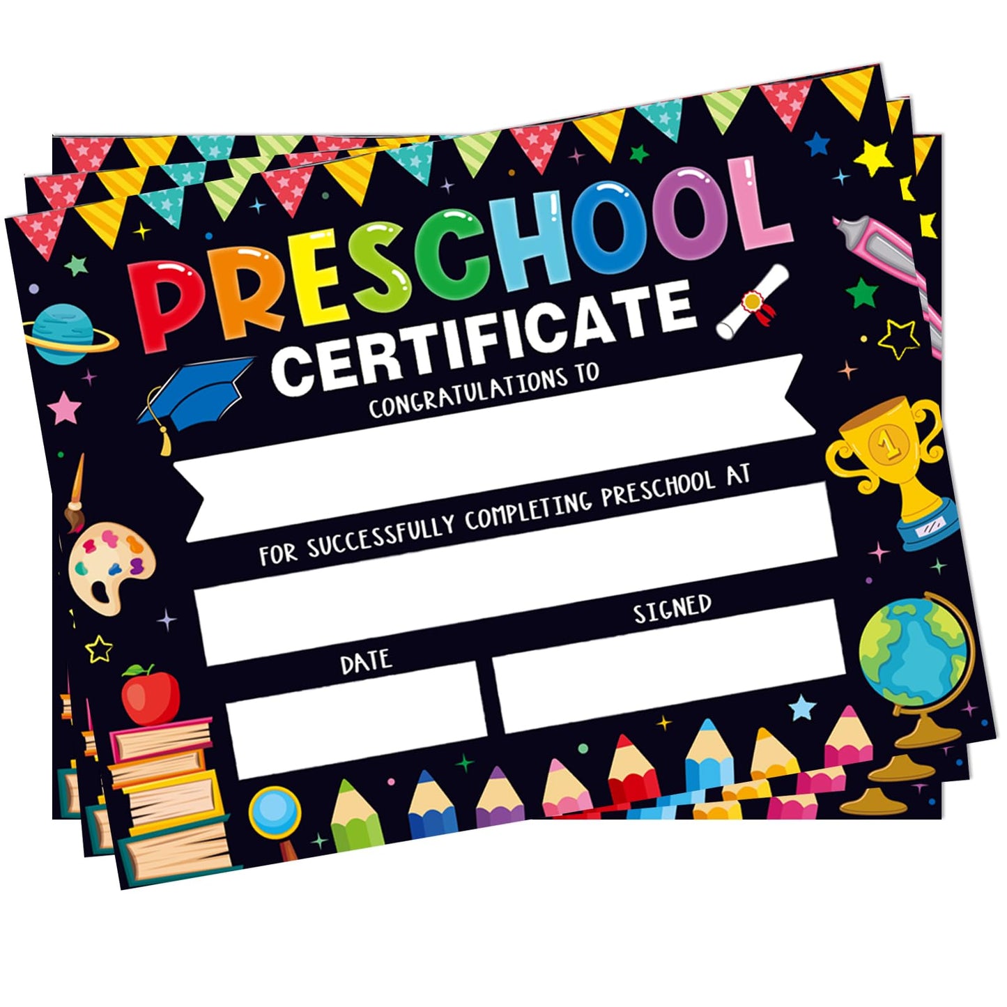 30 Pieces Preschool Graduate Certificates Colourful Kindergarten Diplomas
