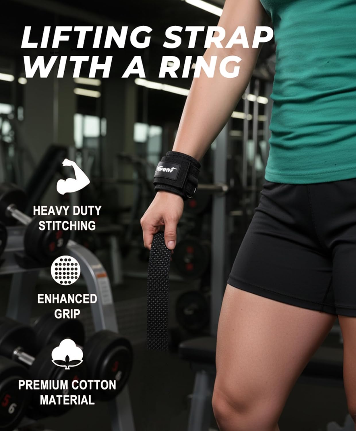 Skiennix Weight Lifting Straps - Heavy Duty Cuffed D Ring for Enhanced Grip & Comfort | Secure Fit for Gym Training