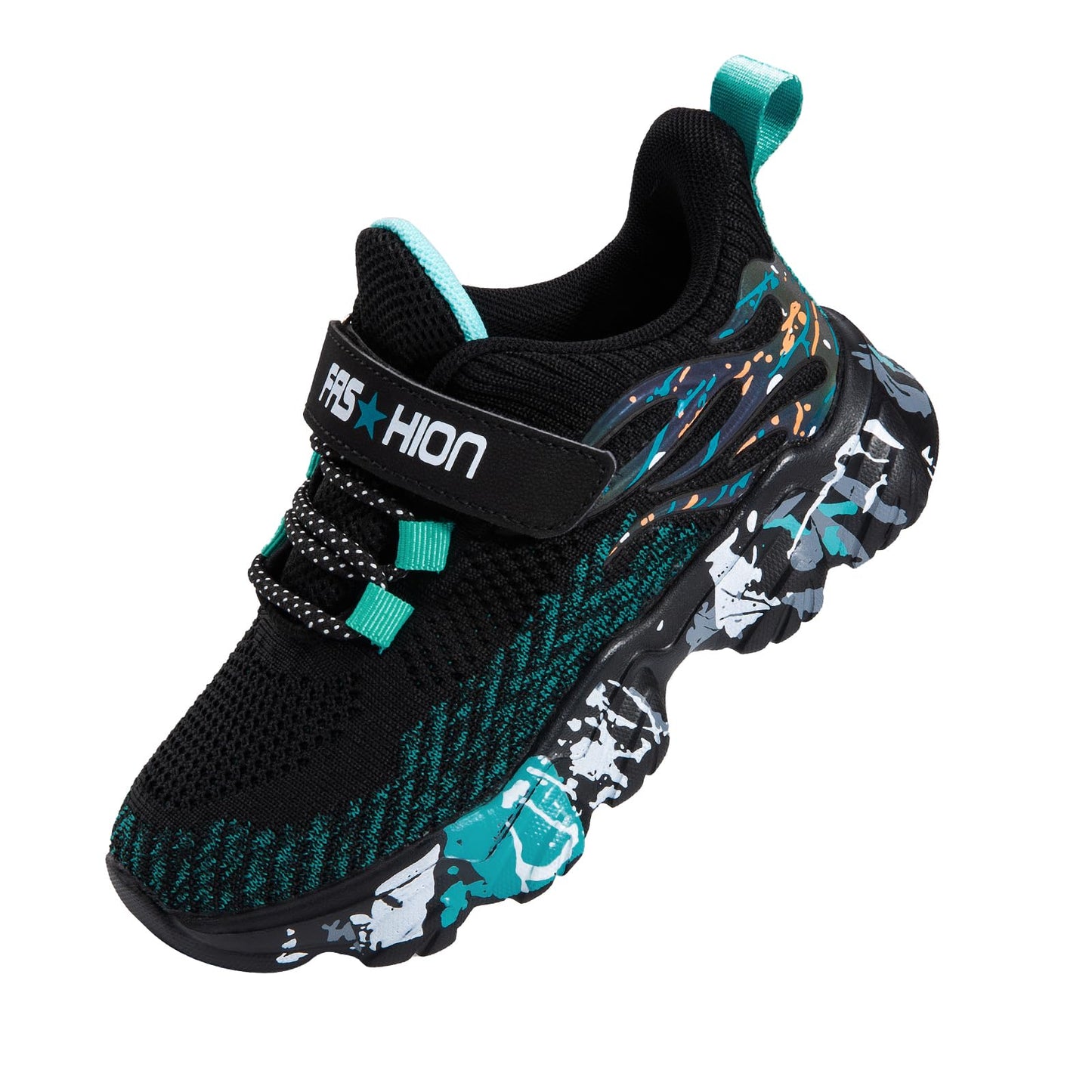 Kids Sneakers for Boys Girls Sports Tennis Breathable Walking Lightweight Running Kid Shoes Black-Blue