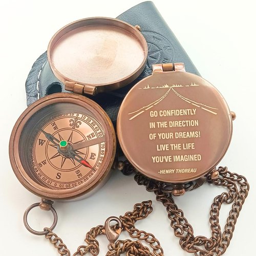 Joshua 1:9 Engraved Brass Compass – Go Confidently Inspirational Quote – Graduation Gift 2025, Baptism, Confirmation Gift for Boys, Perfect for Thanksgiving, Christmas, or Holiday Gifting