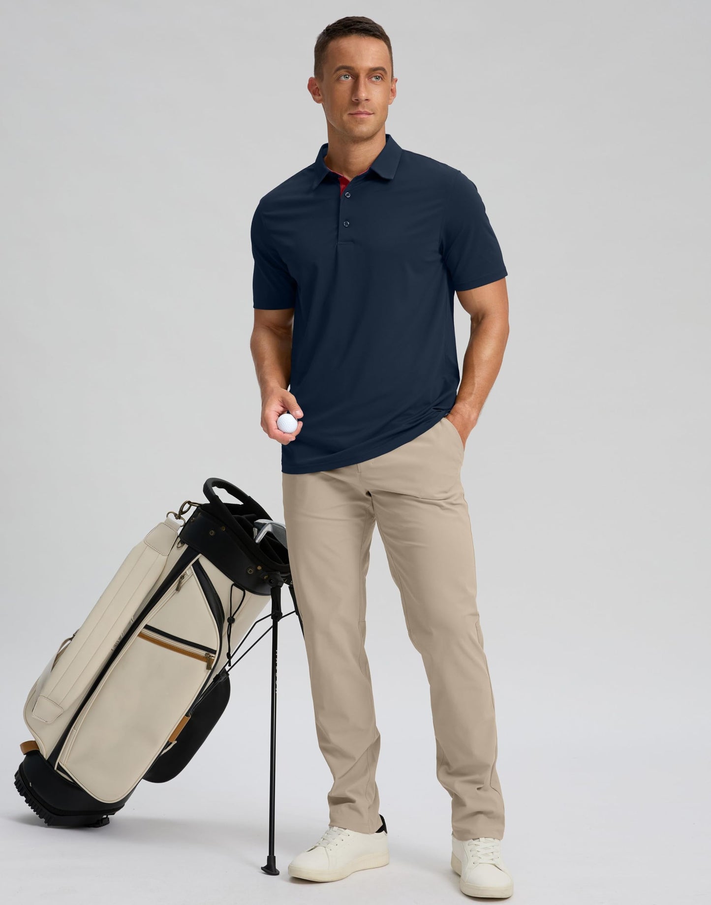 Men's Golf Shirts Dry Fit Moisture Wicking Performance Short Sleeve Collared Polo Shirts for Casual Athletic Business (Navy, 4XL)