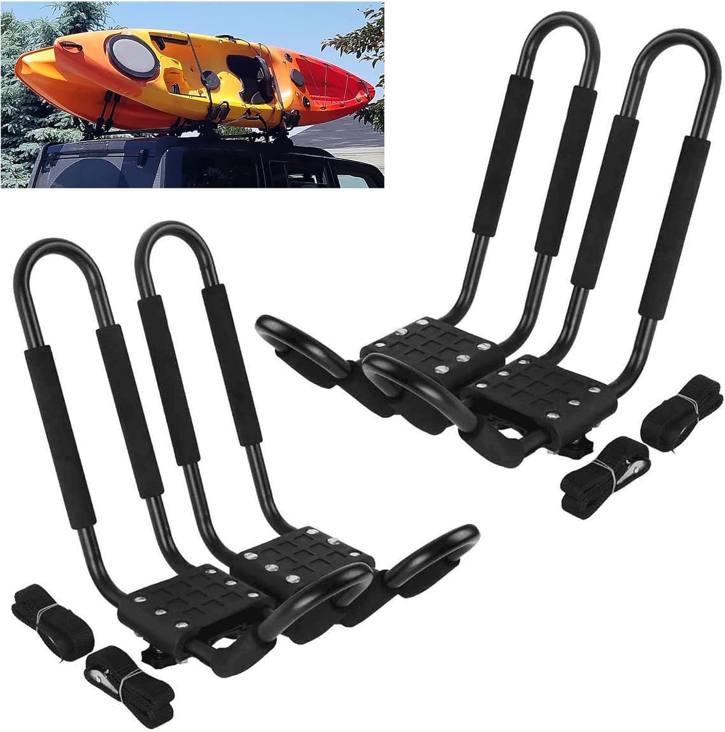 XMT-MOTO J-Bar Kayak Carrier - Universal Top Mount Roof Rack for SUVs & Vans - 2 Pairs