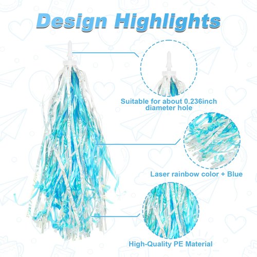 PLATT Bike Bell for Kids, Bike Horn for Boys and Girls Bike with 1 Pair Bike Streamer Tassels (Blue Bell+Shiny Blue Tassels)