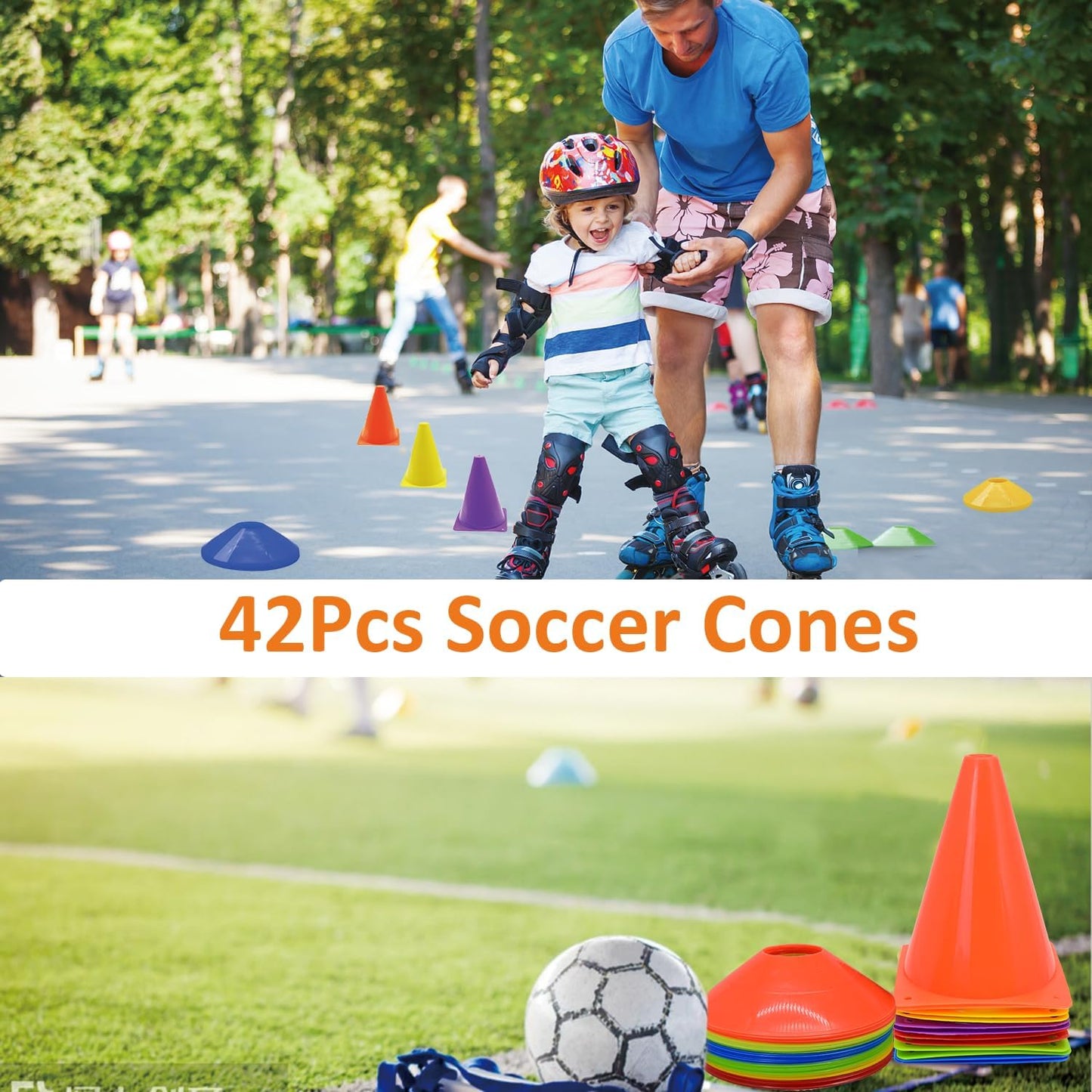 Skiennix Soccer Cones Set - 84/42 Pcs Training Cones with Carry Bag | Durable Plastic for Drills