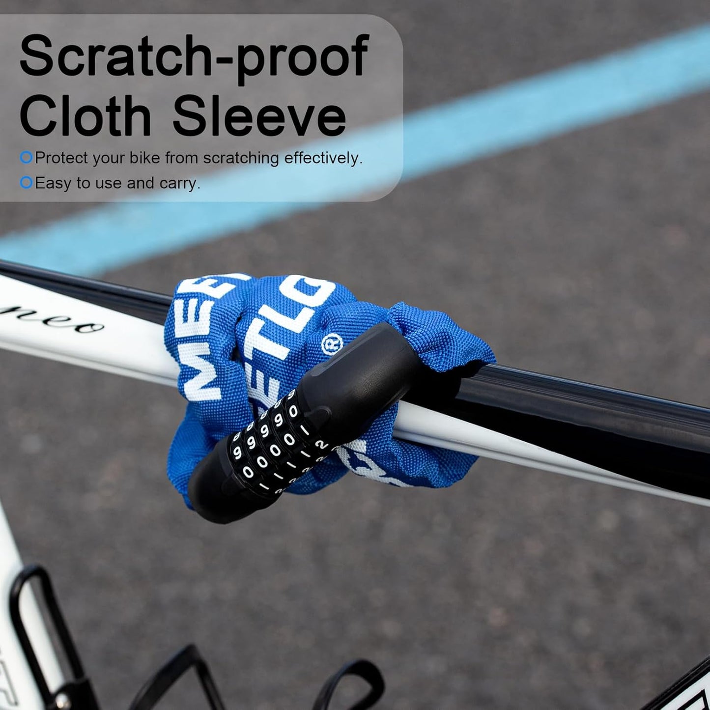 Meetlocks Bike Chain Lock - 3.2 Feet Blue 5-Digit Combination High Security Anti-Theft Lock for Bicycles, Scooters, and More