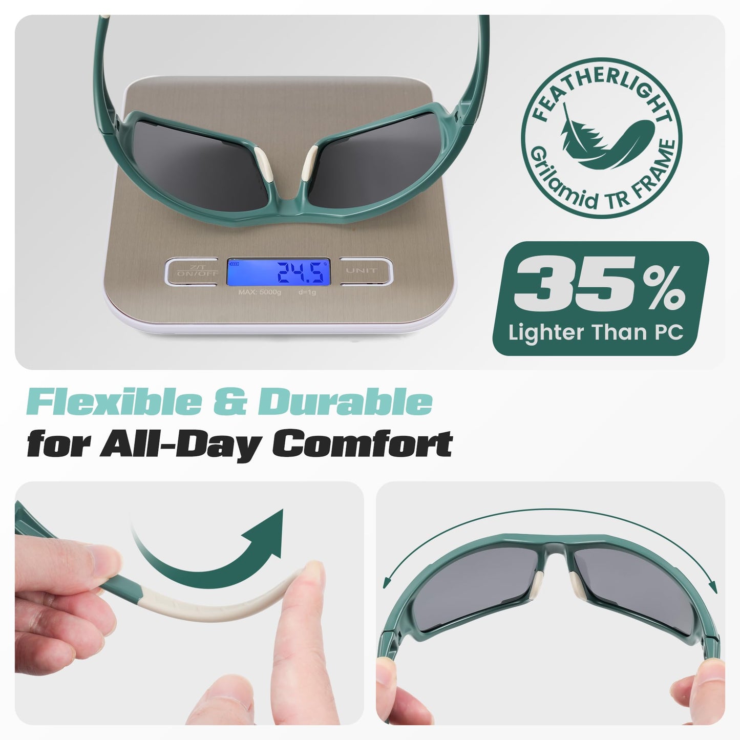 Flaya Polarized Sport Sunglasses for Men & Women｜Ideal for Golf, Fishing, Running, Cycling, Driving｜UV400 Protection, Scratch-Resistant, M-L Wraparound, Lightweight TR Frame with Rubber Nose Pads