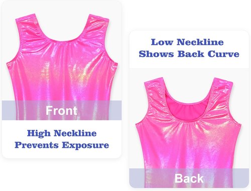 Domusgo Gymnastics Leotards - Sparkly One-Piece Sleeveless Tumbling Unitards for Girls