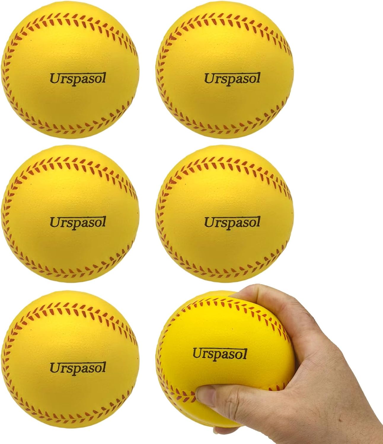 Urspasol 12-Inch Soft Foam Practice Softballs - Oversized Baseballs with Mesh Bag for Safe Training