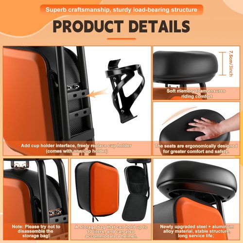 Kistrba Scooter Seat with 10L Large Storage Bag & Cup Holder, Compatible with Ninebot F20 F25 F30 F40, Enhanced Comfort & Convenience for Adults