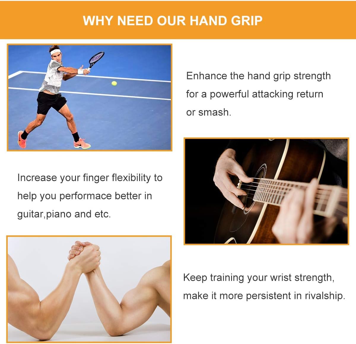 Skiennix Hand Grip Strengthener - 3 Pack (150, 200, 250 lbs) for Home Gym & Office Workout
