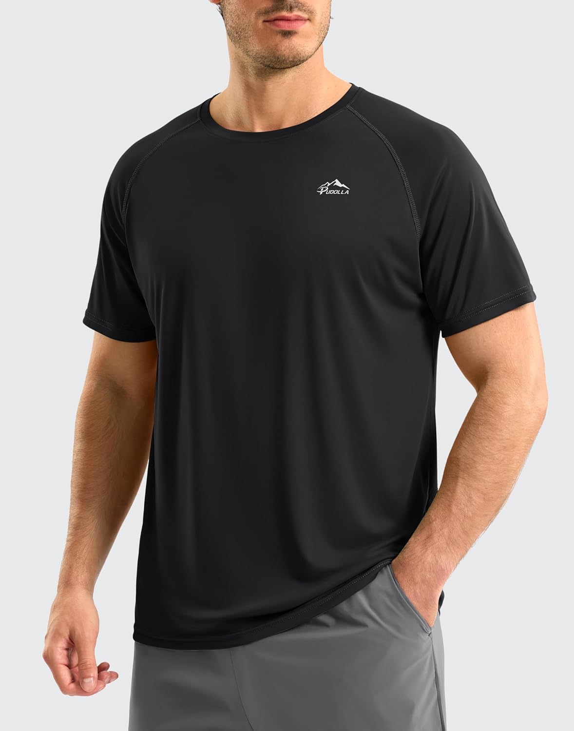 Pudolla Men's Rashguard Swim Shirt - UPF 50+ Sun Protection | Quick-Dry Lightweight Beach Wear