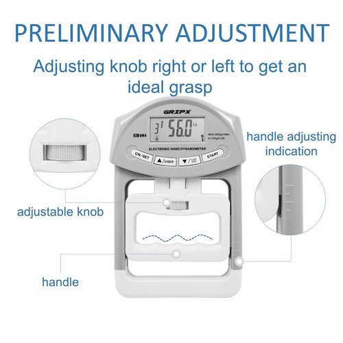 GRIPX Digital Hand Dynamometer Grip Strength Measurement Meter Auto Capturing Electronic Hand Grip Power 198Lbs / 90Kgs