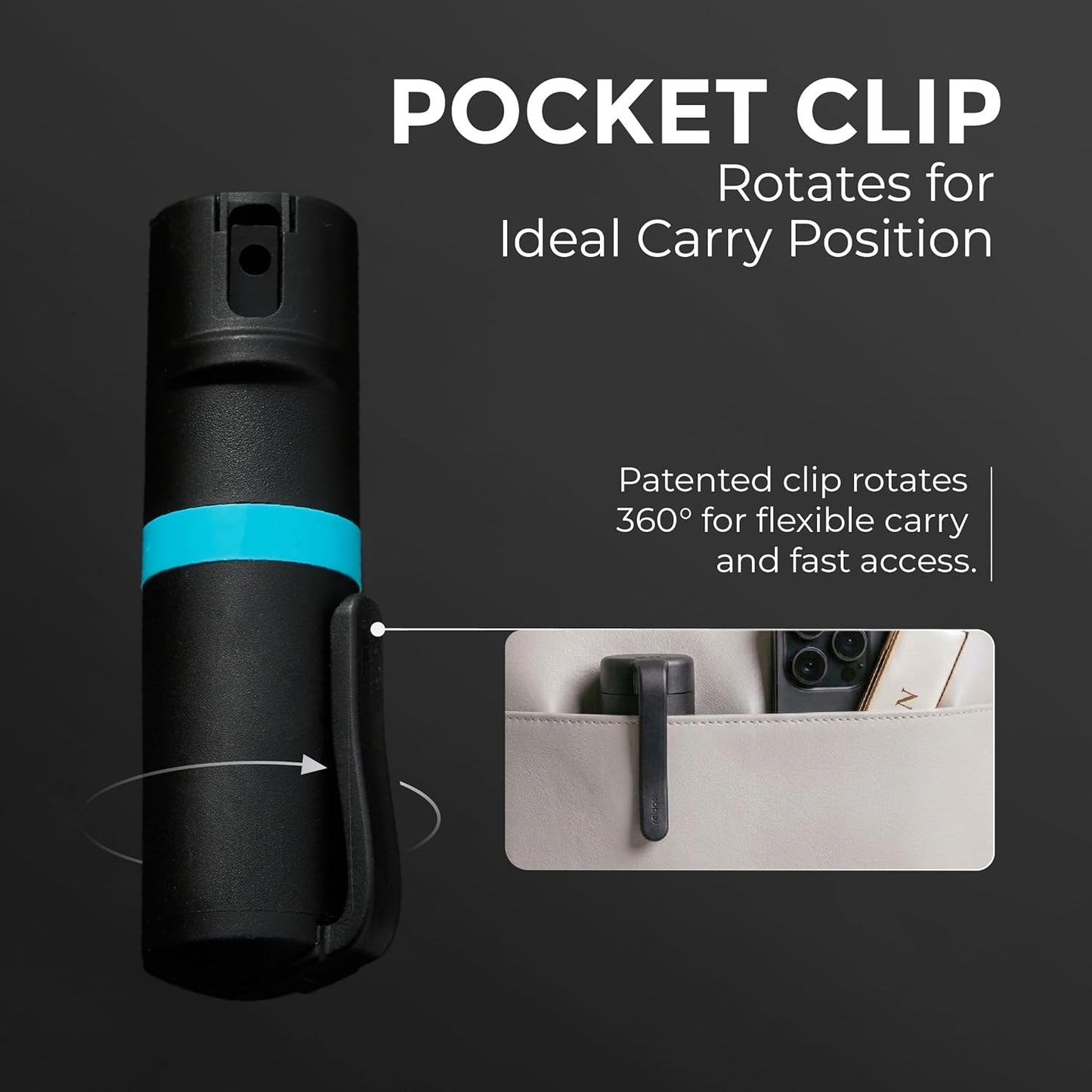 POM Pepper Spray - Maximum Strength OC Formula with UV Dye | Compact Tactical Design, 0.5 fl oz