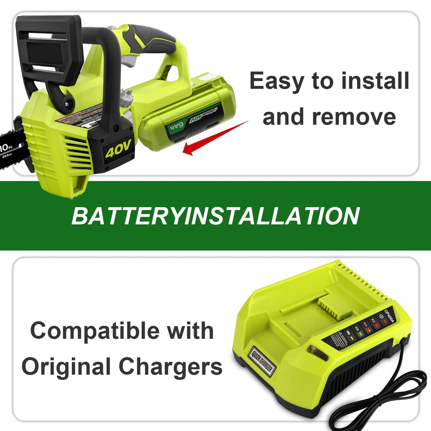 2 Pack OP4060 6.0Ah Battery Compatible with Ryobi 40V Lithium Ion Battery
