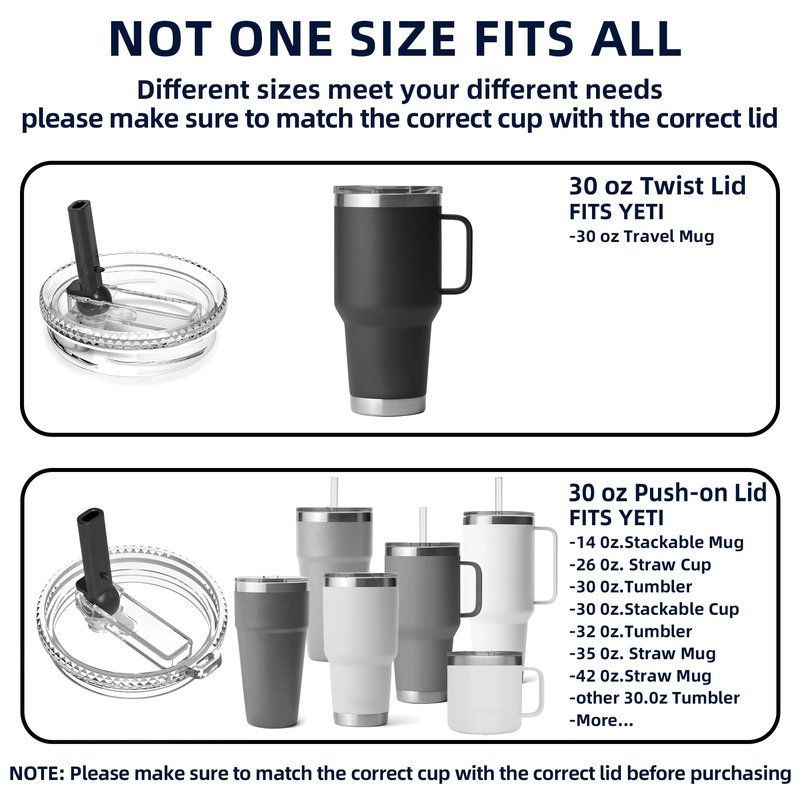 30 oz Tumbler Straw Lid - Stronghold Lid for the YETI Rambler Travel Mugs Only, Replacement Cap BPA Free (30oz Twist Lids 2 pack)