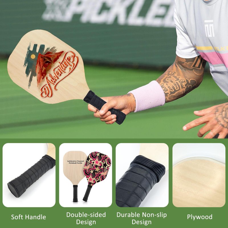 6 Pack Sublimation Blanks Pickleball Paddles, 7.3" x 15.5" Double Sided Printable Pickleball Paddles Plywood 0.39 Inch Thickness for Outdoor Sport Casual Court Play